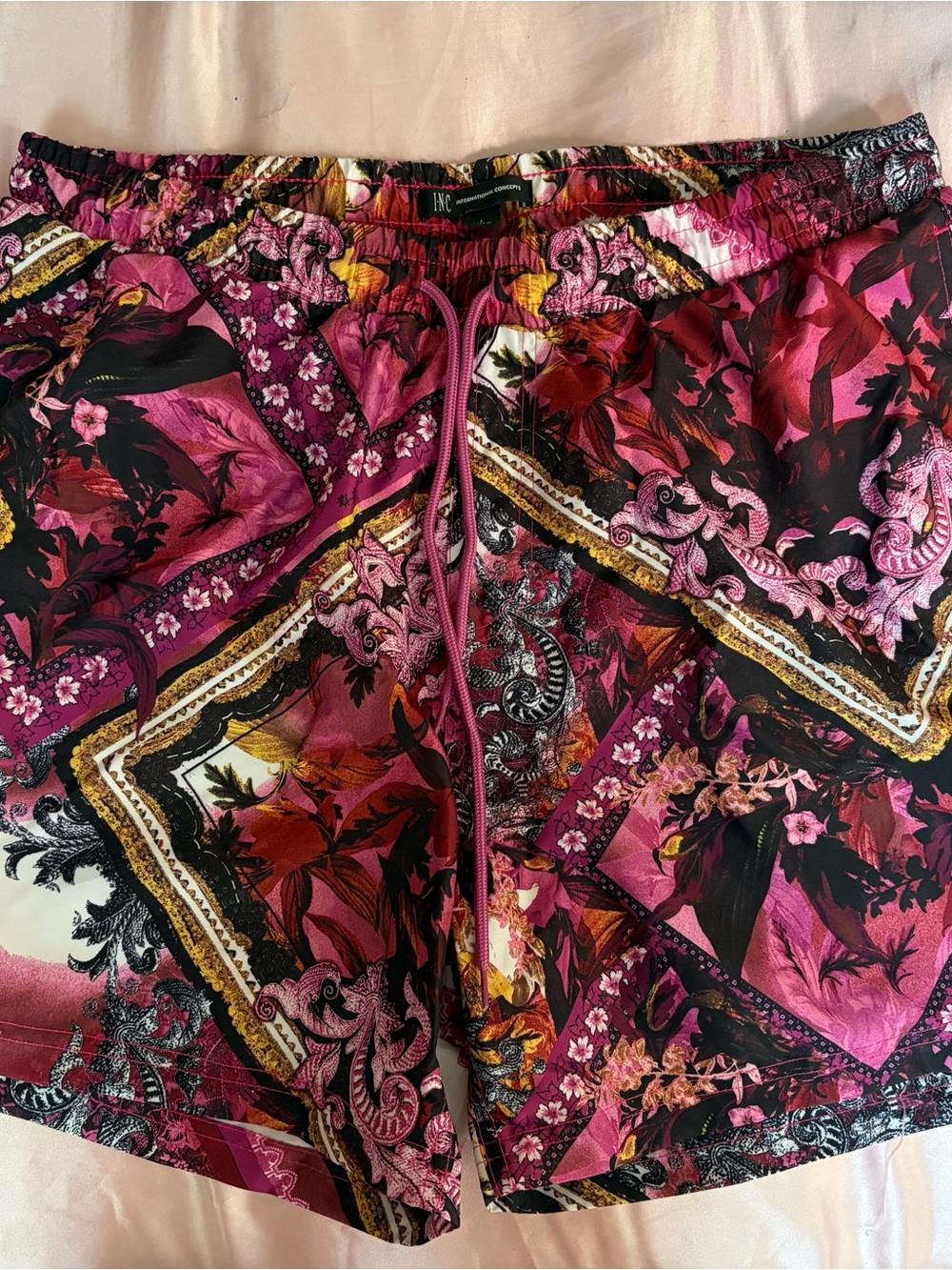 INC International Concepts Pink Floral Bandana Waist Shorts
